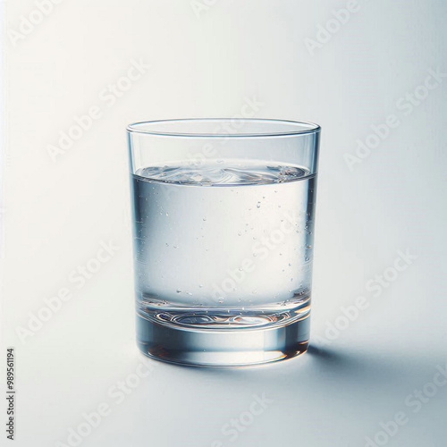 A simple geometric drinking half water glass filled to the top with water, half water glass photo