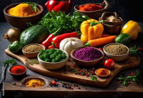 Wallpaper Mural vibrant ingredients displaying allergy friendly cooking techniques fresh colorful creative presentation healthy dishes, aesthetic, appeal, arrangement Torontodigital.ca