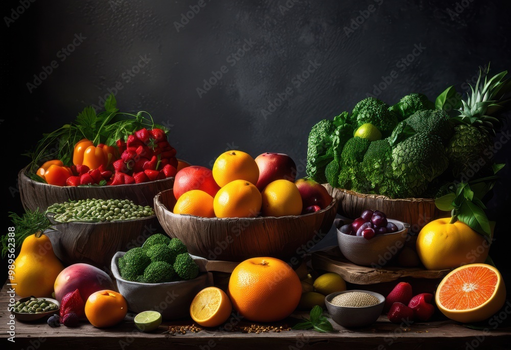 colorful food displays various textured backgrounds featuring fresh ingredients artistic arrangements, appetizing, ambiance, appealing, bright, composition colorful food displays various textured backgrounds featuring fresh ingredients artistic arrangements, appetizing, ambiance, appealing, bright, composition