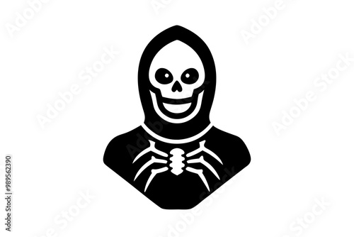 Vászonkép Living skeleton with Spider Concept, Nightmare Before Christmas Vector Icon Desi