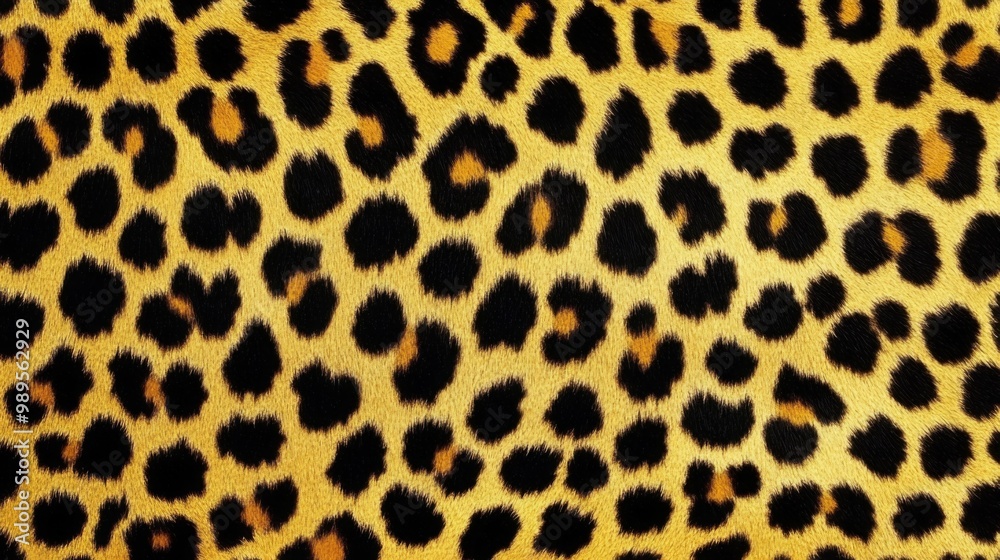 Close-up of a leopard print pattern with black spots and orange fur. Close-up of a leopard print pattern with black spots and orange fur.