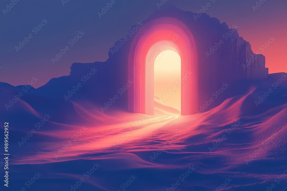 Glowing Archway in a Purple and Pink Landscape Glowing Archway in a Purple and Pink Landscape