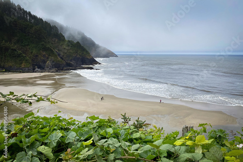 Scenic view Cape Cove Beach and Devils Elbow at Oregon Pacific Coast, USA on a cloudy summer day photo