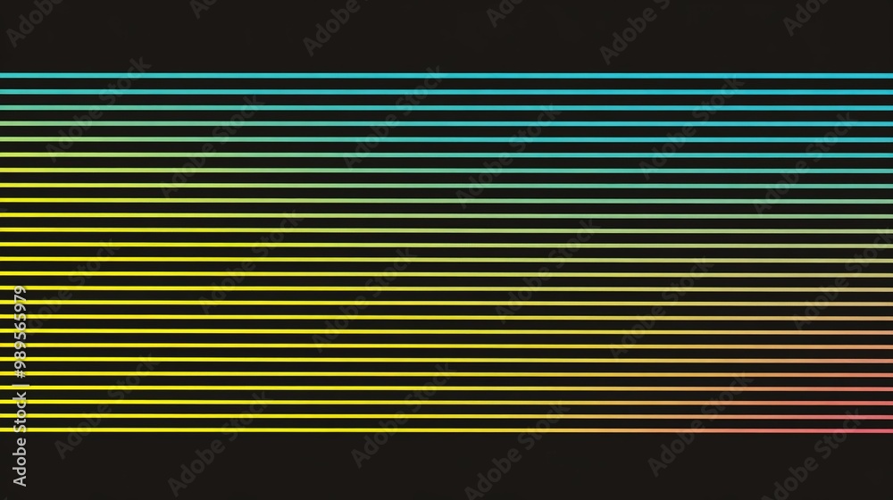 Obraz premium Vibrant horizontal lines of color create a striking visual contrast against a black background, evoking a sense of movement and depth
