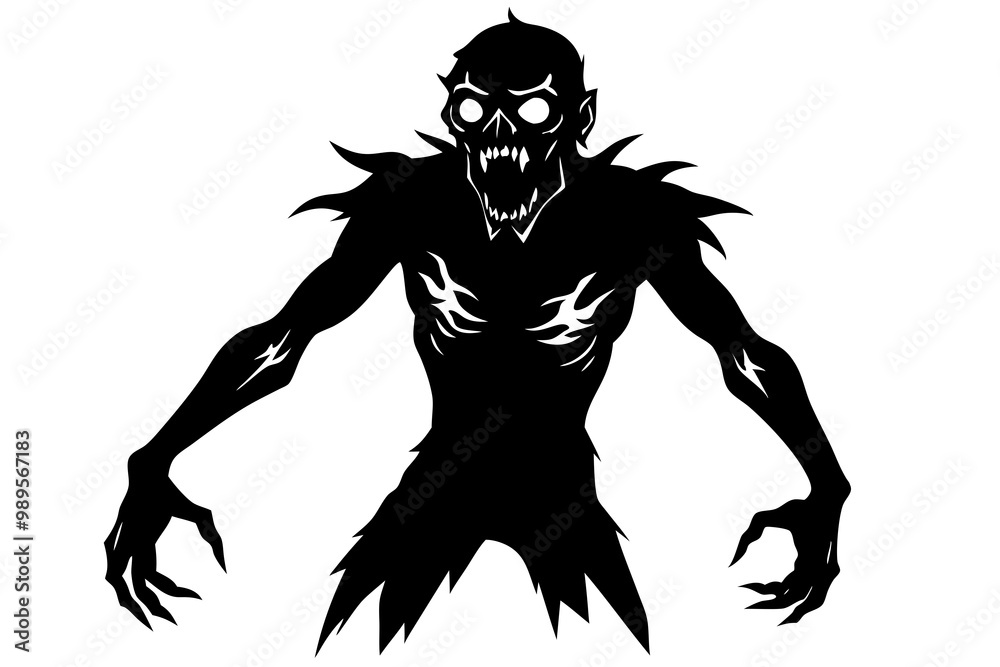 Fototapeta premium black and white of zombie monster with white background