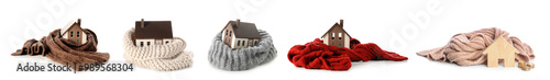 Set of toy houses and warm ...