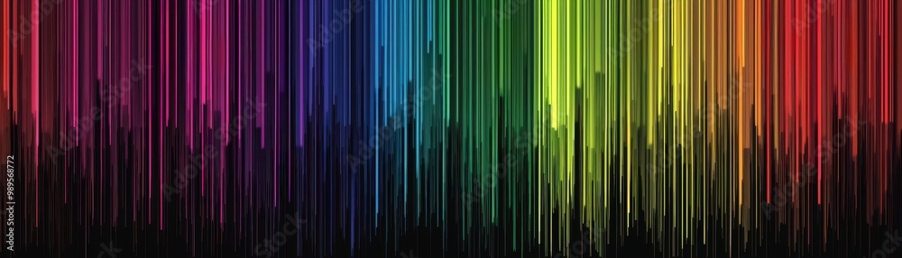 Colorful digital glitch effect with vibrant rainbow hues and dynamic motion blur