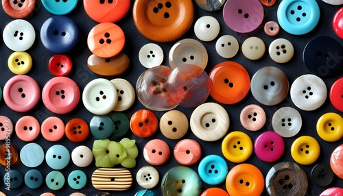 Colorful Array of Buttons in Neat Pattern