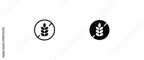 gluten free food allergy product dietary wheat ears icon. Gluten free icon,, Agriculture line and flat icons set, editable stroke isolated on white, linear vector outline , symbol logo design style