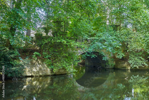 Beautiful park in Ringelheim Castle near Salzgitter, Lower Saxony, Northern Germany, 