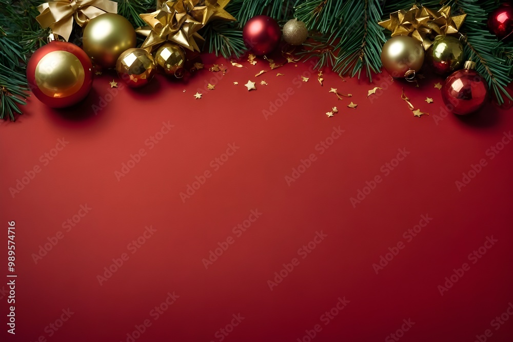 Red Christmas or New Year Ornament Border Background
Red Christmas or New Year Ornament Border Background