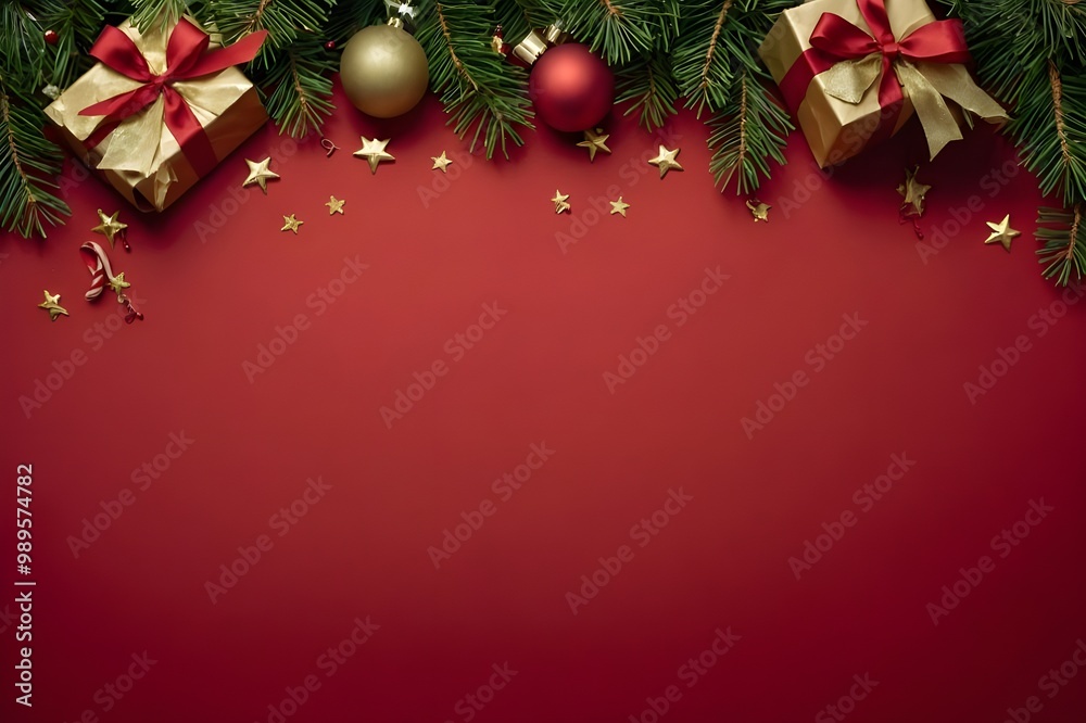 Red Christmas or New Year Ornament Border Background
Red Christmas or New Year Ornament Border Background