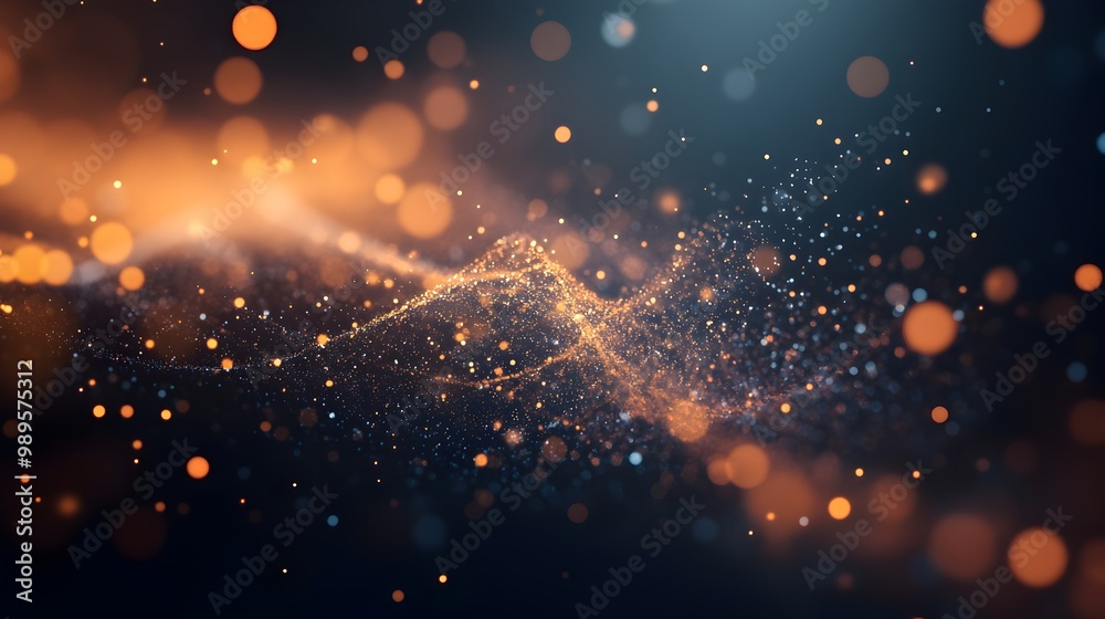 Fototapeta premium Cosmic Explosion of Shimmering Particles and Vibrant Energy Bursting Forth in a Mysterious Dark Universe