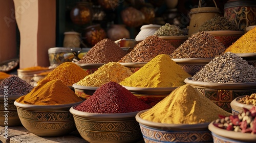 Selection of spices on a moroccan market.
