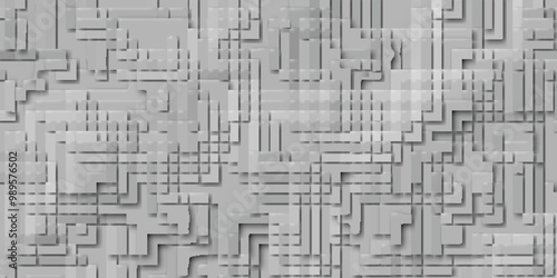 Abstract grey backdrop artistic technology pipe tube maze painting white and grey shadow pipelines background.