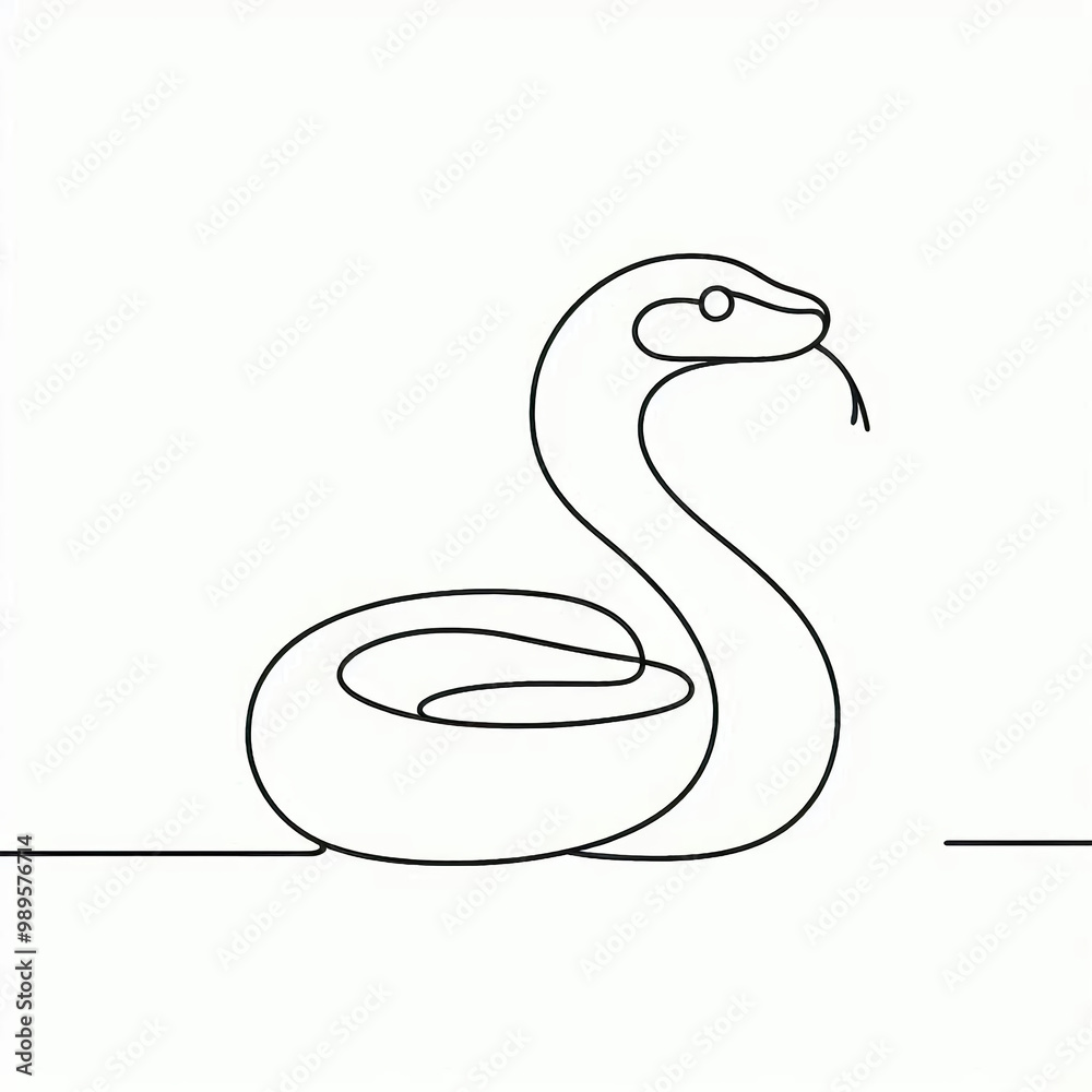 Fototapeta premium snake silhouette thin lines flat colors