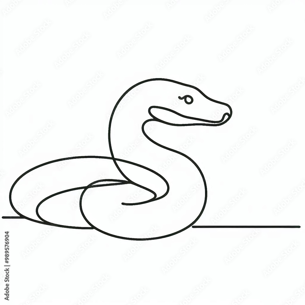 Fototapeta premium snake silhouette thin lines flat colors