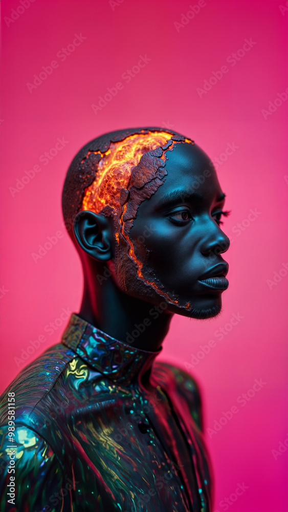 crack head man lava volcano texture fire crack head man lava volcano texture fire