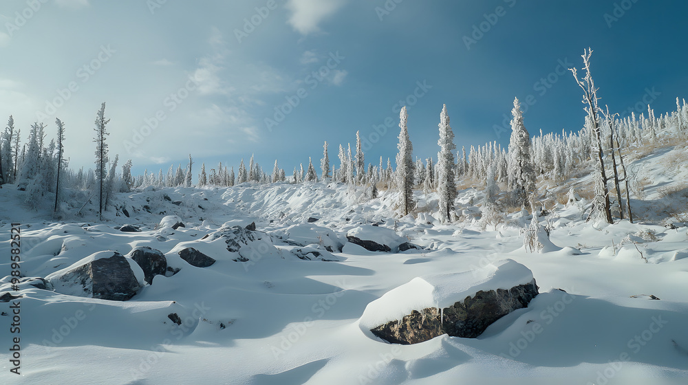 A time-lapse of an avalanche debris field settling after the snow has stopped moving with the snow solidifying into dense mounds.