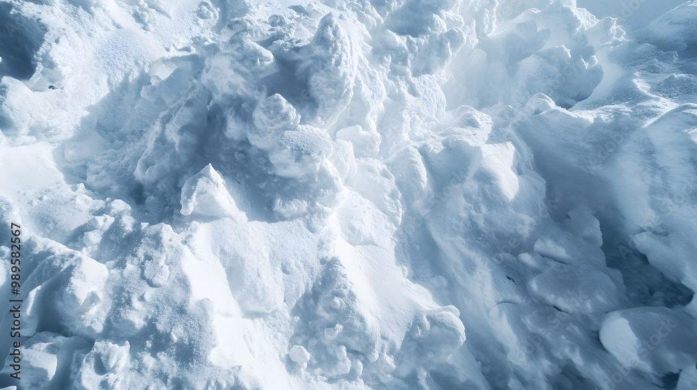 A time-lapse of an avalanche debris field slowly settling after the initial impact with the snow and ice solidifying into dense layers.