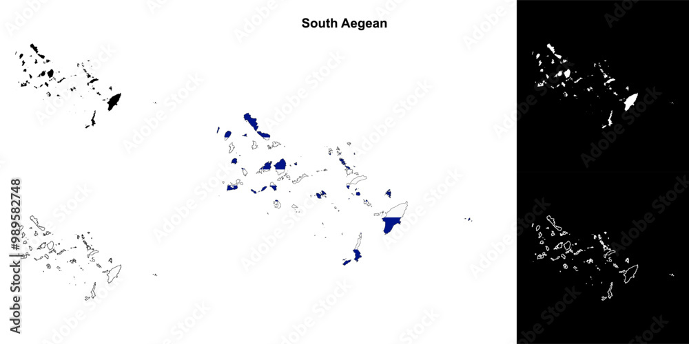 Fototapeta premium South Aegean outline map