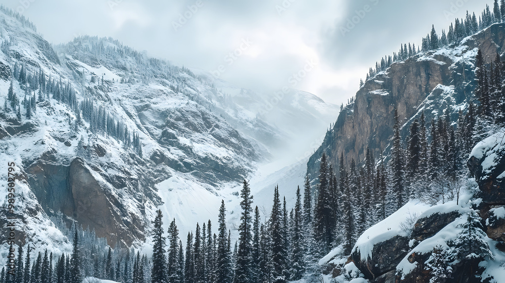 A time-lapse sequence showing an avalanche reshaping a mountainside with snow covering trees and rocks in its path.
