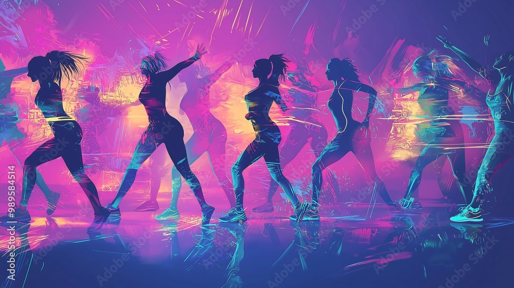 Women Dance Neon Abstract Fitness Women Dance Neon Abstract Fitness