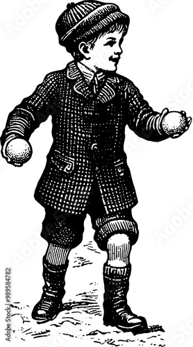 Boy Playing Snowballs