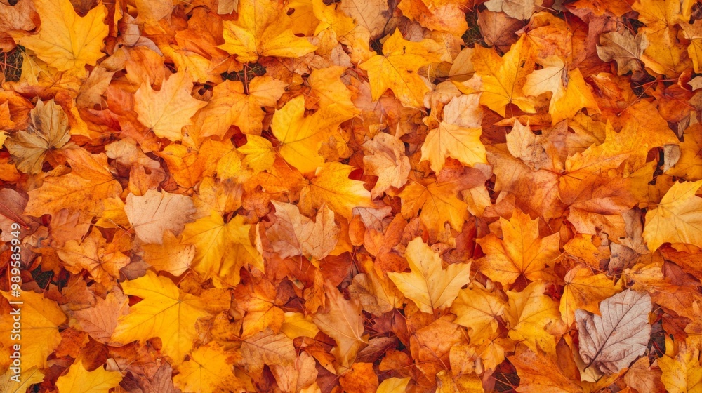 This image captures a beautiful assortment of vibrant autumn leaves in shades of orange, yellow, and red, scattered elegantly across the forest floor, showcasing nature's artistry in fall. This image captures a beautiful assortment of vibrant autumn leaves in shades of orange, yellow, and red, scattered elegantly across the forest floor, showcasing nature's artistry in fall.