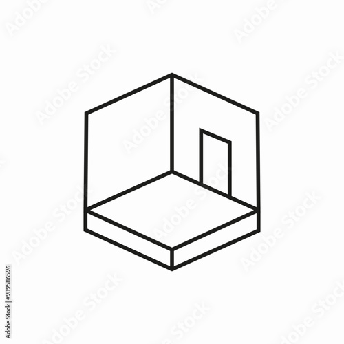 3d room dimensions icon sign vector
