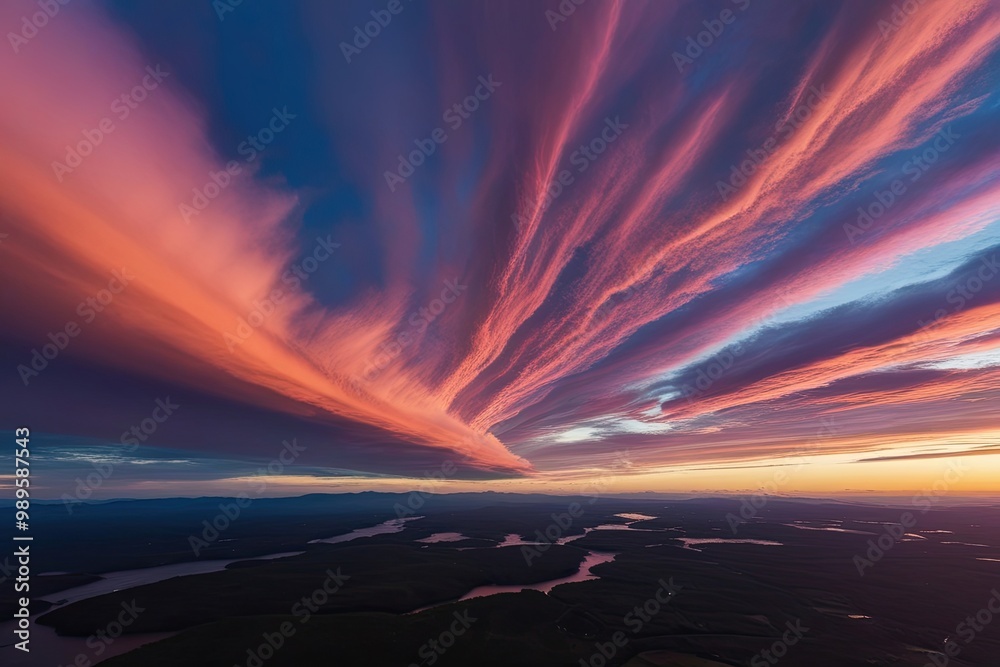 Stunning Aerial View of a Colourful Sunset Sky and Dramatic Clouds Stunning Aerial View of a Colourful Sunset Sky and Dramatic Clouds