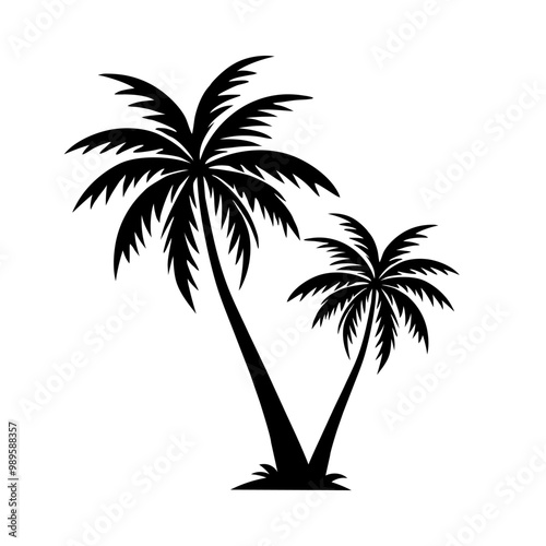 palm tree silhouette, Two Palm Tree