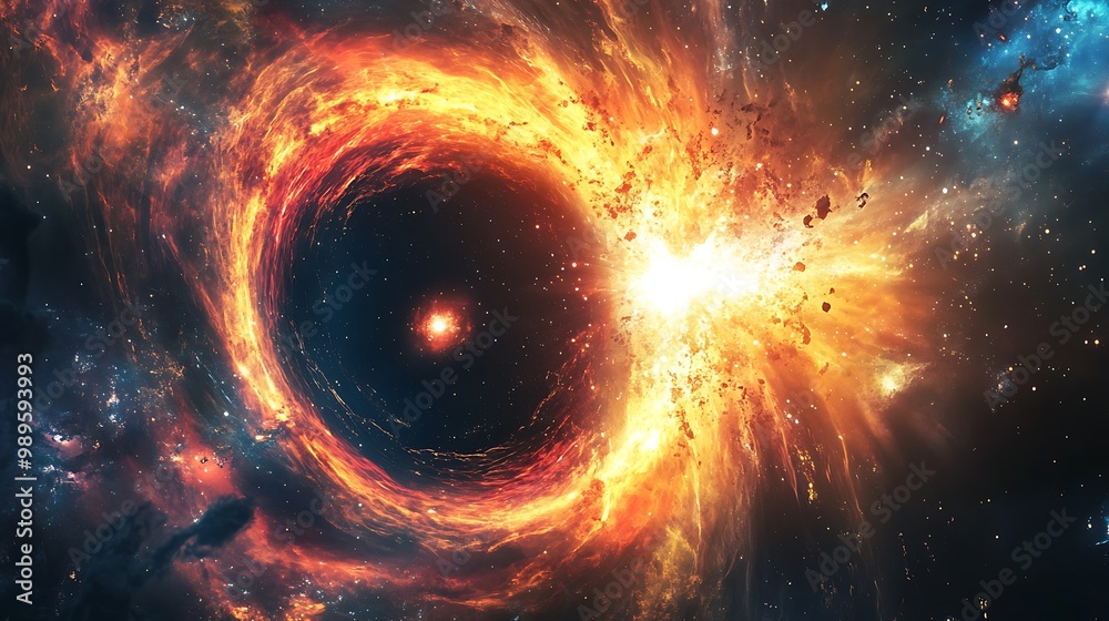 Supernova explosion near a black hole with gravitational waves and dark matter showing the cosmic microwave background and redshift Supernova explosion near a black hole with gravitational waves and dark matter showing the cosmic microwave background and redshift