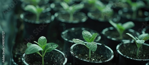 Wallpaper Mural Seedlings In Black Pots Torontodigital.ca