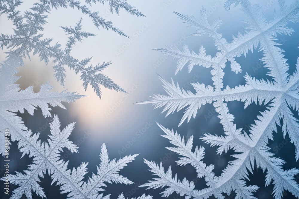 Intricate Frost Patterns Showcased on a Light Backdrop: Exquisite Ice Formations in a Chilly Winter Context Intricate Frost Patterns Showcased on a Light Backdrop: Exquisite Ice Formations in a Chilly Winter Context