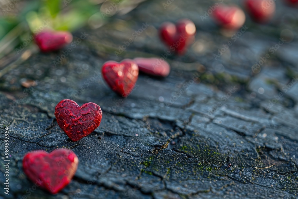 Fototapeta premium A large collection of hearts in various sizes and colors, generative ai image