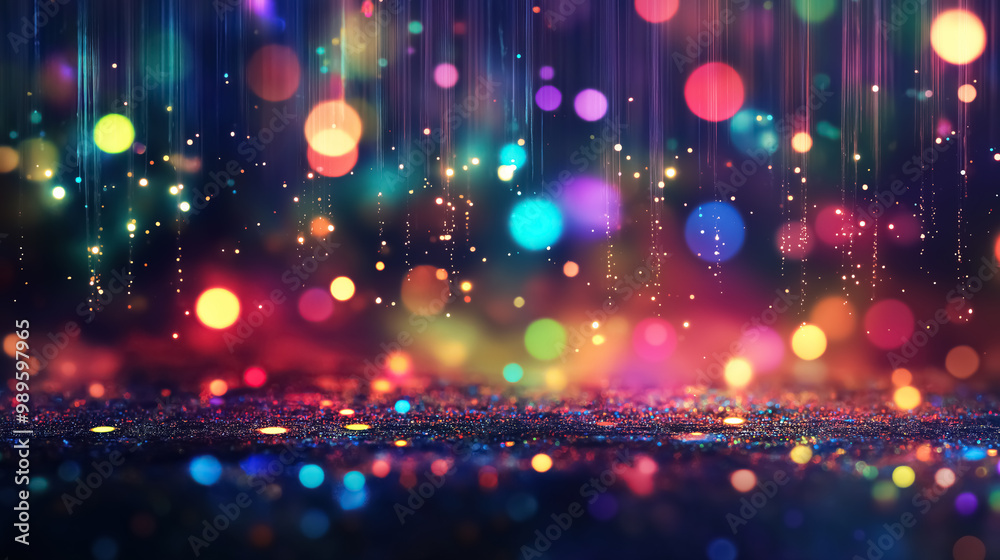 A multicolor bokeh background with raining light A multicolor bokeh background with raining light