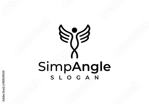 flying woman logo vector angel line logo.