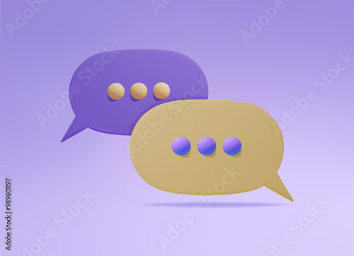 3D rendering of a speech bubble chat. A message for social media.