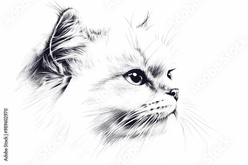  Adorable cat coloring page for children, perfect for creative stock illustrations.