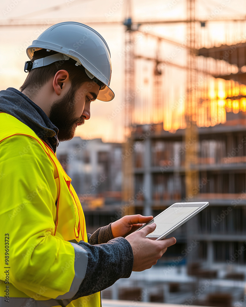 Engineer or construction worker on the field implementing modern technology 02 Engineer or construction worker on the field implementing modern technology 02