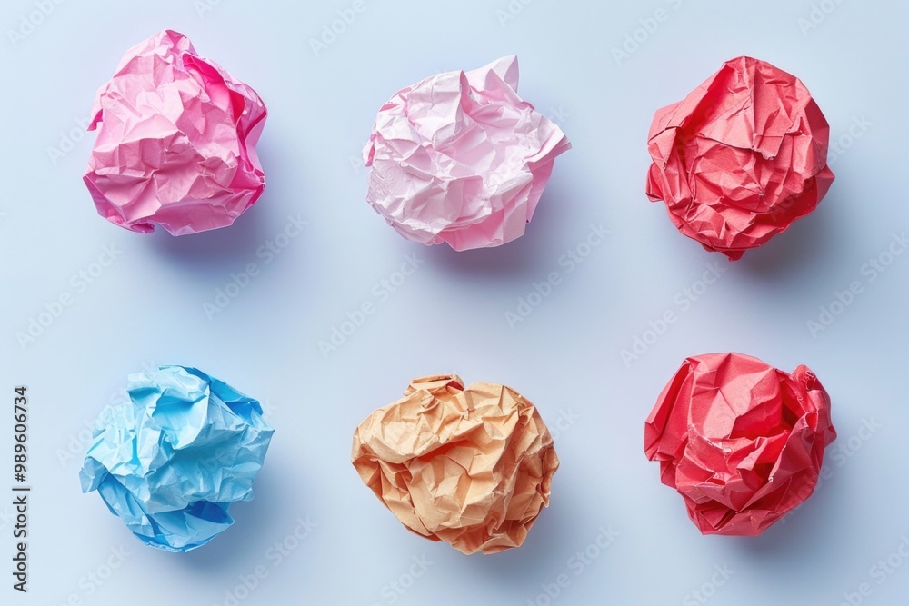 A collection of crumpled paper balls on a white surface A collection of crumpled paper balls on a white surface