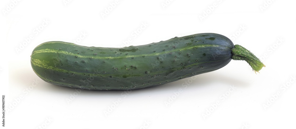 Single Green Cucumber Isolated On White Background