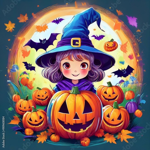 witch with pumpkin