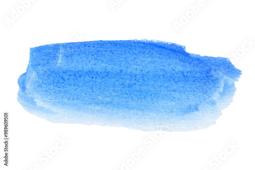 Sky blue, light blue watercolor hand drawn texture with brush strokes isolated on white background with clipping path...