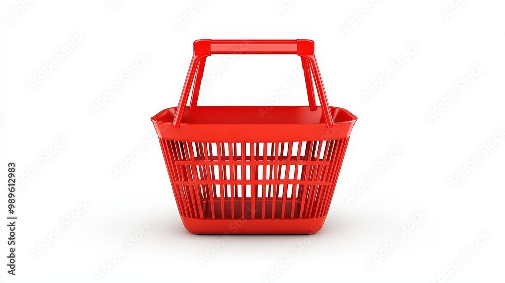 Fototapeta premium Minimalist Vector Illustration of Red Empty Shopping Basket - Perfect for Shopping Ads