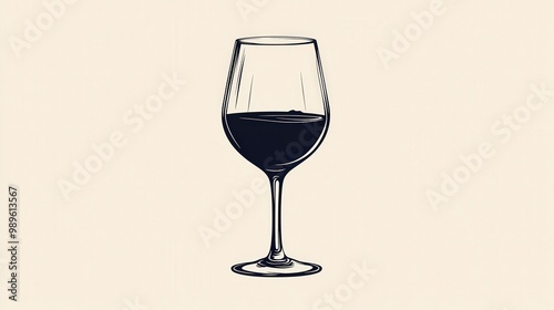 Sophisticated Vintage Wine Glass - Minimalist Vector Illustration of Classic Design photo