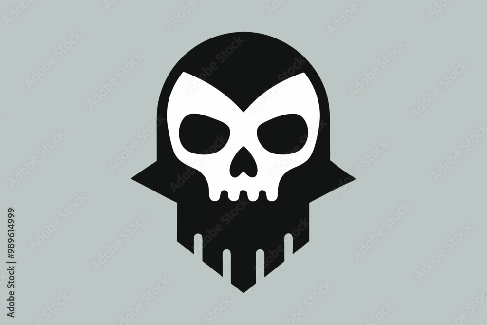 Fototapeta premium Skull Silhouette: Gothic Icon, Halloween Symbol, Death Concept, Spooky Design, Flat Vector Illustration