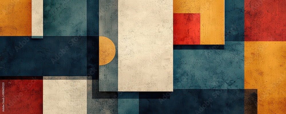 Abstract geometric wallpaper with colorful blocks and stripes in red, yellow, blue, and beige tones creating a modern artistic design Abstract geometric wallpaper with colorful blocks and stripes in red, yellow, blue, and beige tones creating a modern artistic design