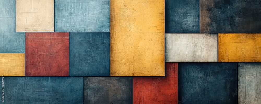 Abstract wallpaper design featuring colorful geometric blocks with textured stripes in a modern layout Abstract wallpaper design featuring colorful geometric blocks with textured stripes in a modern layout